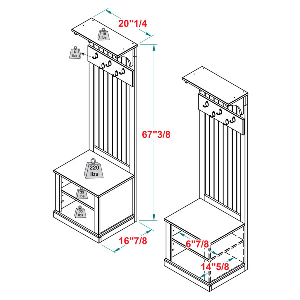 Walker Edison Pine Solid Wood Hall Tree Wayfair.co.uk